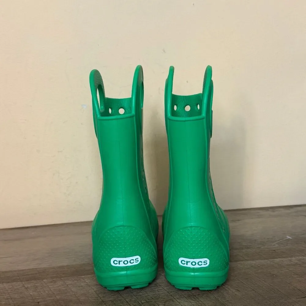 Crocs Kids Handle It Rain Boots Green Waterproof Size Youth 1 shoes